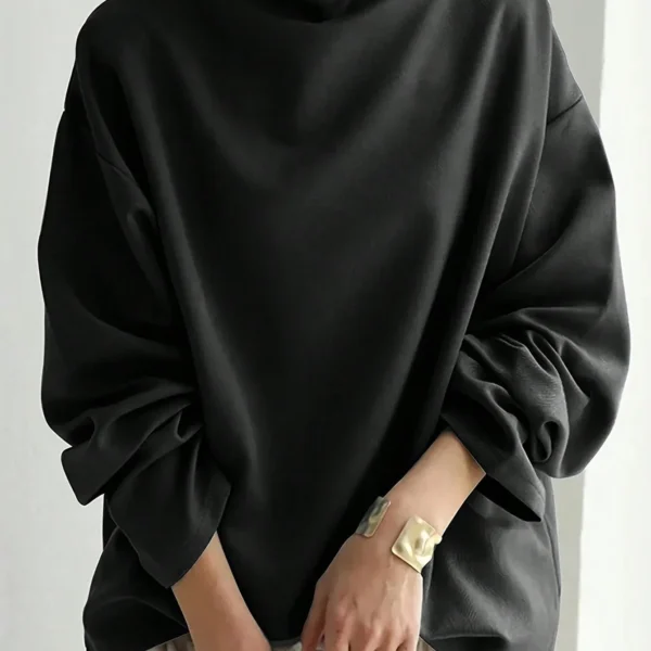 SMY Women's Casual High Neck Long Sleeve T-Shirt