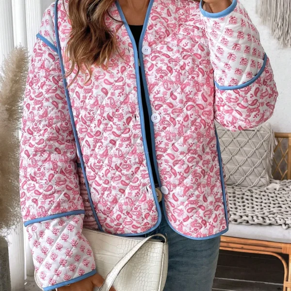SMY Women's All-Over Print Patchwork Coat