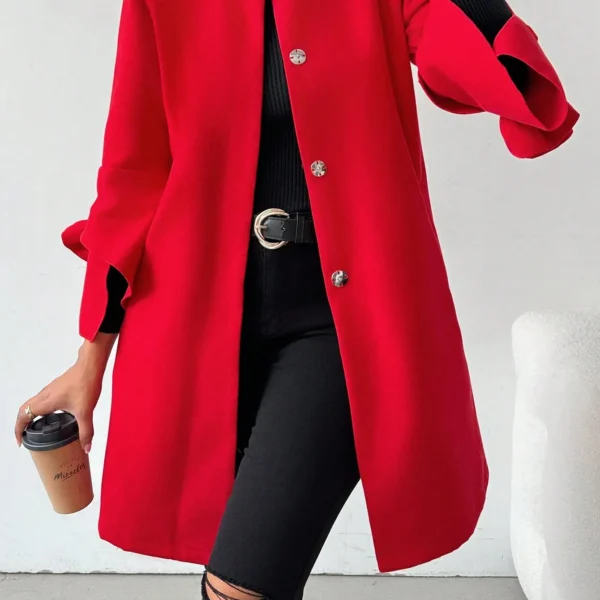 SMY Privé Women's Elegant Floral Patchwork Round Neck Bell Sleeve Wool Blend Jacket