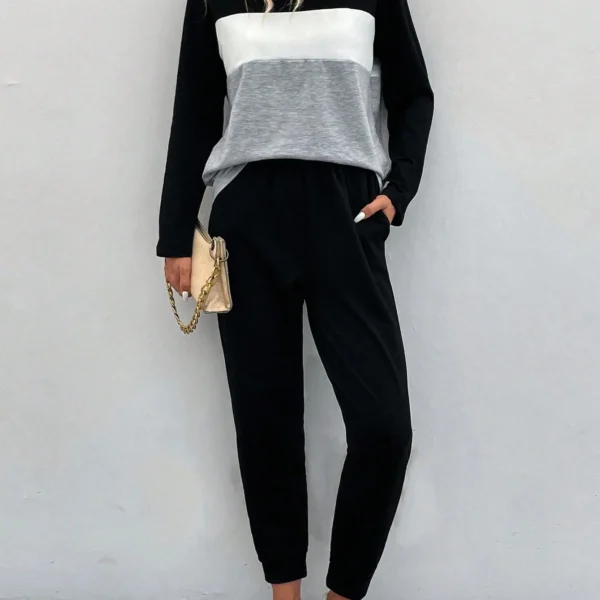 SMY Casual Trend Small Round Neck Women's Two Piece Set For Spring, Autumn